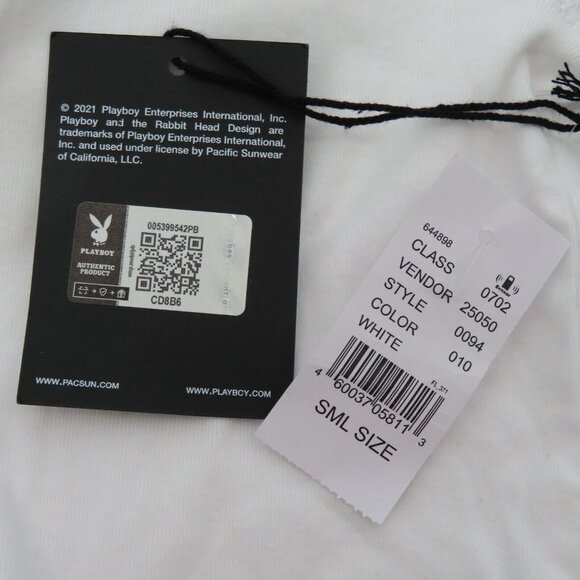 Pacsun Playboy Club Womens Small Ruffle Hem Long Sleeve Crop Tee T Shirt Top NEW - Picture 9 of 13